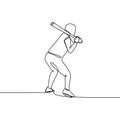 One line drawing of baseball player vector illustration Royalty Free Stock Photo