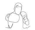 One line drawing of boxing vector. Boxer or fighter make a beat punch with hand. Sport game athlete theme.One continuous line