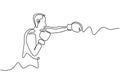 One line drawing of boxing vector. Boxer or fighter make a beat punch with hand. Sport game athlete theme