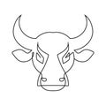 One Line Drawing Bull Icon. Continuous Line Draw Ox Logo