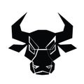 One Line Drawing Bull Icon. Continuous Line Draw Ox Logo Royalty Free Stock Photo