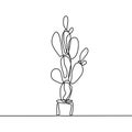 One line drawing of cactus isolated on white background