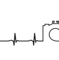 One line drawing camera Heart Beat