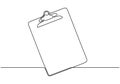 One line drawing of clipboard vector. Illustration minimalism isolated on white background. Business and office tools for paper