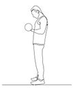 One Line Drawing or Continuous Line Art of a Strong Athletic Guy Lifting Weights and Bodybuilder Training. Vector Illustration