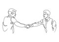 One Line Drawing or Continuous handshake businessman