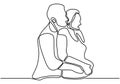 One line drawing, couple embrace. Lovers concept, vector illustration. Man and woman in love, and share their intimacy