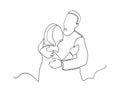 One line drawing, couple embrace. Lovers concept, illustration. Man and woman in love, and share their intimacy. Couple