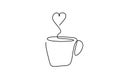 One line drawing of cup of coffee with heart. Continuous single hand drawn vector illustration, minimalism sketch design Royalty Free Stock Photo