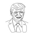 One line drawing of Donald Trump, republican presidential candidate. January 9, 2019. Minimalist continuous lineart. Vector Royalty Free Stock Photo