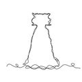 One Line Drawing Dress, Continuous Line Woman Clothes, Single Outline Beauty Gown Drawing, Woman Dress