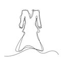 One Line Drawing Dress, Continuous Line Woman Clothes, Single Outline Beauty Gown Drawing, Woman Dress