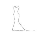 One Line Drawing Dress, Continuous Line Woman Clothes, Single Outline Beauty Gown Drawing, Woman Dress