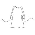 One Line Drawing Dress, Continuous Line Woman Clothes, Single Outline Beauty Gown Drawing, Woman Dress