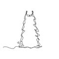 One Line Drawing Dress, Continuous Line Woman Clothes, Single Outline Beauty Gown Drawing, Woman Dress