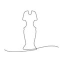 One Line Drawing Dress, Continuous Line Woman Clothes, Single Outline Beauty Gown Drawing, Woman Dress