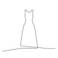 One Line Drawing Dress, Continuous Line Woman Clothes, Single Outline Beauty Gown Drawing, Woman Dress