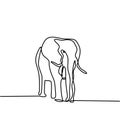 One line drawing, elephant vector illustration. Abstract wildlife animal minimalism style. Continuous hand drawn isolated on white