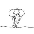 One line drawing, elephant vector illustration. Abstract wildlife animal minimalism style. Continuous hand drawn isolated on white Royalty Free Stock Photo