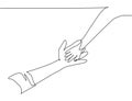 One line drawing of father giving hand to his child. Mother care in continuous line drawing design style. Parental concept vector