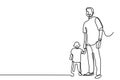 One line drawing father and his son minimalist design