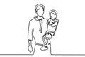 One line drawing father and his son minimalist design