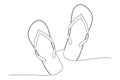 One line drawing flip flops, vacation concept