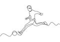 One line drawing football game player. Vector sport theme minimalism hand drawn sketch sport theme Royalty Free Stock Photo