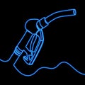 One line drawing gasoline fuel gun neon concept