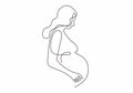 One line drawing of Happy pregnant woman, silhouette picture of mother. Vector illustration simplicity design