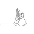 one line drawing Harp music instrument vector illustration minimalist design