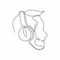 one line drawing headphones device music theme vector illustration minimalist design