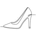 one line drawing of highheel shoe for woman fashion isolated on white background vector illustration Royalty Free Stock Photo