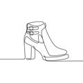 one line drawing of highheel shoe for woman fashion isolated on white background vector illustration
