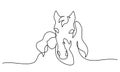 One line drawing. Horse and woman heads logo Royalty Free Stock Photo