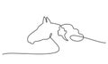 One line drawing. Horse and woman heads logo Royalty Free Stock Photo