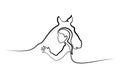 One line drawing. Horse and woman heads logo Royalty Free Stock Photo