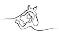 One line drawing. Horse and woman heads logo Royalty Free Stock Photo