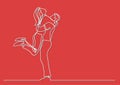 One line drawing of hugging couple