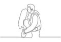 one line drawing of hugging couple vector minimalism. Single hand drawn continuous of man and woman in romantic moment Royalty Free Stock Photo