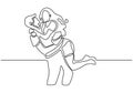 one line drawing of hugging couple vector minimalism. Single hand drawn continuous of man and woman in romantic moment Royalty Free Stock Photo