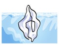 One line drawing of iceberg floating on sea. Royalty Free Stock Photo