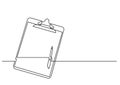 One Line Drawing Of Isolated Vector Object - Clipboard With Pen
