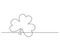 One line drawing of isolated vector object - four leaf clover Royalty Free Stock Photo