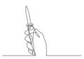 One line drawing of isolated vector object - hand holding dagger knife