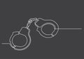 One line drawing of isolated vector object - handcuffs