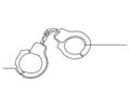 One line drawing of isolated vector object - handcuffs
