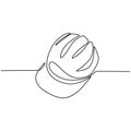 One line drawing of isolated vector object hard hat. Construction helmet. Safety hard construction hat. Worker safety tools Royalty Free Stock Photo