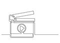 One line drawing of isolated vector object - movie production clapboard