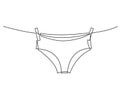 One line drawing of isolated vector object - panties on rope